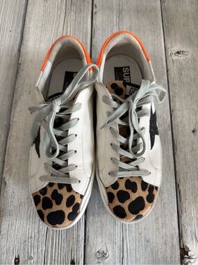 Golden Goose Super-Star Sneakers with Pony Hair Leopard Print Panels